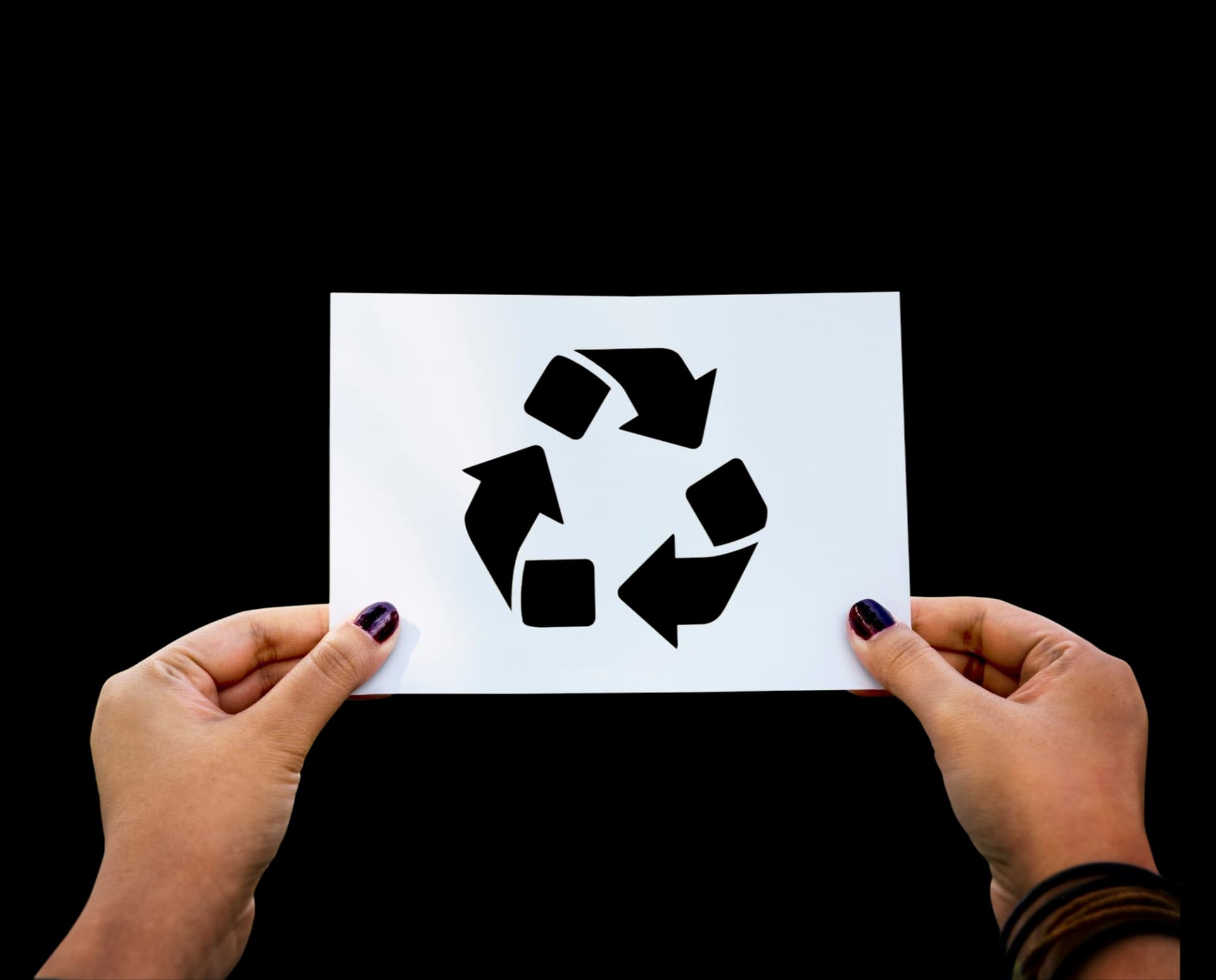 Hands holding recycling symbol